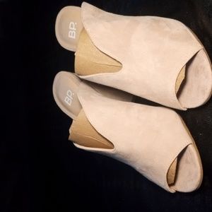 BP. Light Tan Heeled Slides Size 8M